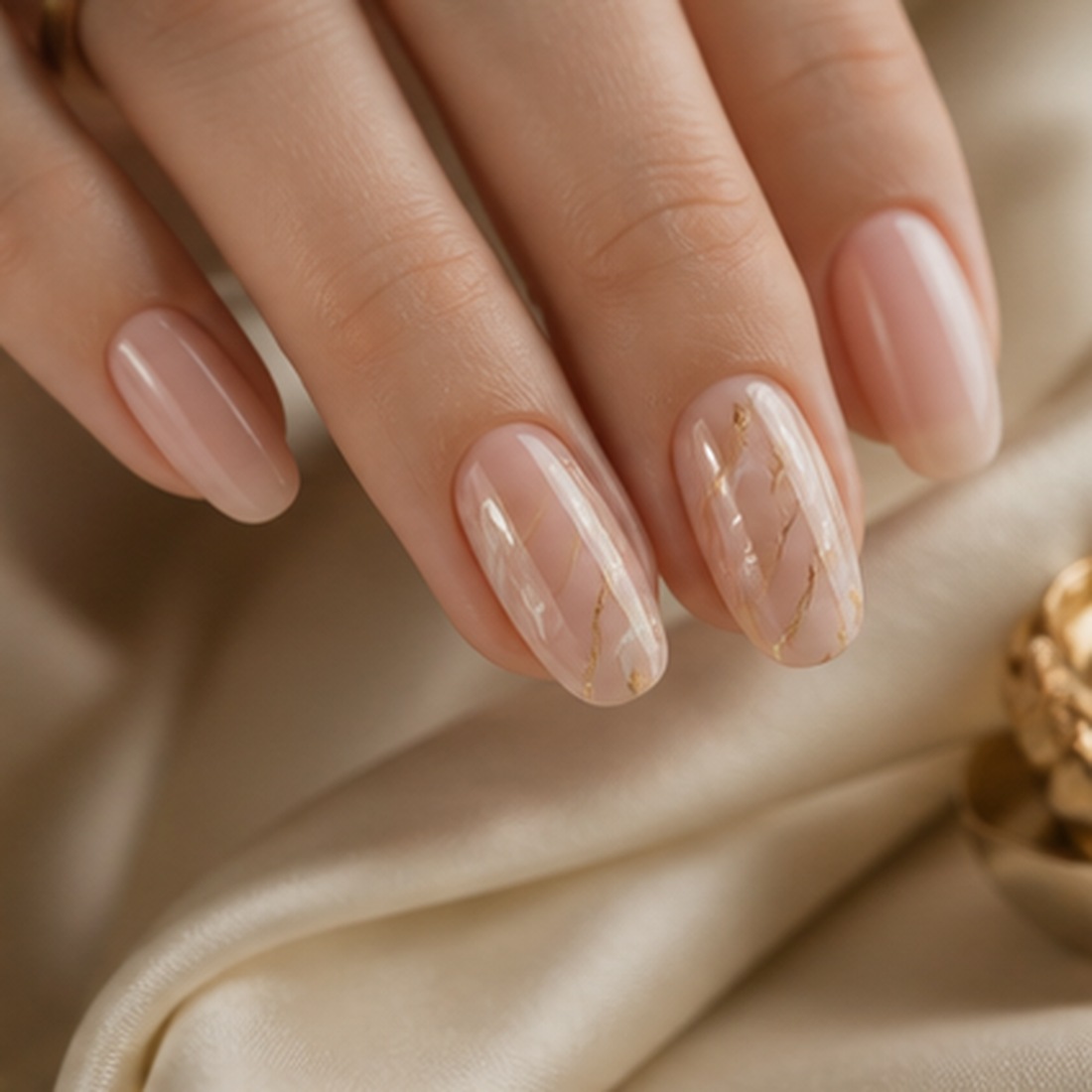 Champagne nail art detail